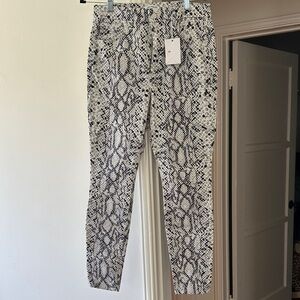 NWT Good American Black and White Denim Snakeskin Pants Size 15